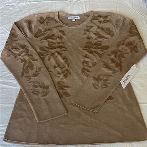 Cushnie Tan Floral Women's Sweater